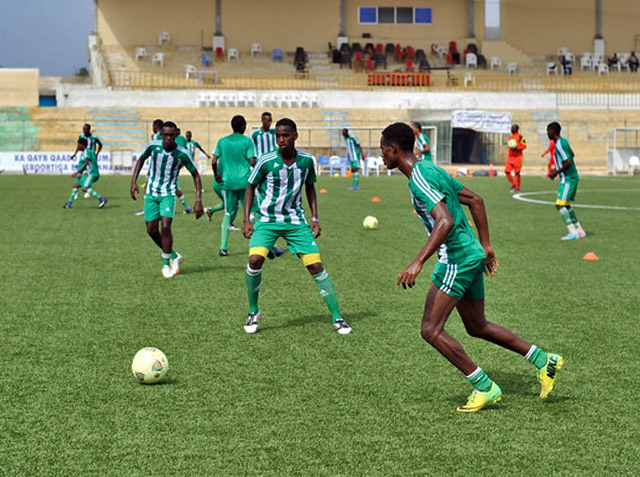 The Somali national team in training